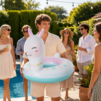 Bouée de piscine gonflable en PVC en forme d'animal de dessin animé, idéale pour les vacances et la natation, fournie directement par l'usine