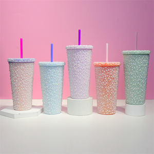 Gobelet Haha, avec strass, paille et couvercle inclus, plastique sans BPA, isotherme et glamour, 16 onces, vendu <span class=keywords><strong>à</strong></span> <span class=keywords><strong>l</strong></span>'<span class=keywords><strong>unité</strong></span> - Product Image 1