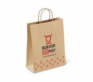 Bolsa de la compra de papel Kraft marrón impresa personalizada reutilizable con mango retorcido reciclable y ecológica para marcas de moda - Product Image 4