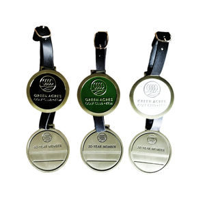Benutzer definierte Metall Golf Club Tasche Namensschild 2 Seiten Logo Gravierte plattierte Golf Gepäck anhänger - Product Image 5