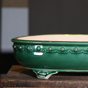 Maceta ovalada de cerámica para bonsái, azul esmaltado, estilo chino, para uso en interiores y exteriores. - Product Image 4
