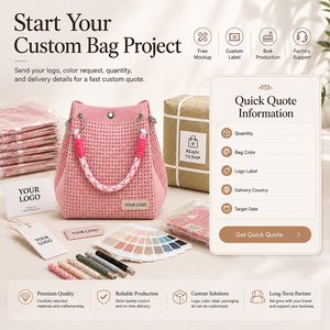 Bolso <span class=keywords><strong>de</strong></span> Ganchillo Estético y Colorido para el Mercado Europeo, MOQ Bajo, Bolso Tipo Cubo Tejido Personalizado con Etiquetas y Etiquetas Colgantes Personalizadas - Product Image 2