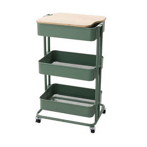Multi Function Green Plant Shelf With <strong>Wheels</strong> 3 Tier Mobile Snack Storage Cart <strong>Rack</strong> Kitchen With Tray Fruits <strong>Vegetables</strong> Organizer - Product Image 5