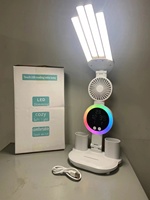 Lampe de lecture LED à intensité variable, protection des yeux, moderne, alimentée en courant continu, multifonctionnelle, pliable, lampe de table, ventilateur, lampe de bureau tactile, porte-stylo