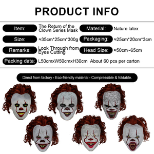 Masque de <span class=keywords><strong>clown</strong></span> effrayant en latex, masque de <span class=keywords><strong>d</strong></span>émon <span class=keywords><strong>d</strong></span>'horreur pour maison hantée, salle <span class=keywords><strong>d</strong></span>'évasion, accessoire <span class=keywords><strong>d</strong></span>'<span class=keywords><strong>Halloween</strong></span>, <span class=keywords><strong>costume</strong></span> de mascarade personnalisable - Product Image 2