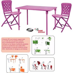 Set di sedie ZIC Fuchsia Spring, 2 sedie con tavolo, soluzione di archiviazione colorata - Product Image 1