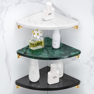 Étagère d'angle murale <span class=keywords><strong>de</strong></span> luxe HONGDEC en marbre cyan avec support en acier inoxydable pour salle <span class=keywords><strong>de</strong></span> bain - Product Image 2