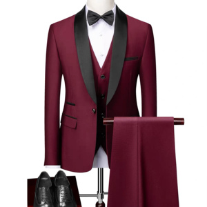 Costumes de smoking pour hommes TR, Robes de bal, Smoking bordeaux, Costumes 3 pièces pour hommes, <span class=keywords><strong>Costume</strong></span> homme coupe ajustée, Smoking homme - Product Image 1