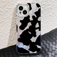 Coque de téléphone portable en PC avec motif en soie argentée et impression de plaque noire de vache créative pour iPhone 8 X Xr Xs Max 11 12 13 14 15 16 17 Air
