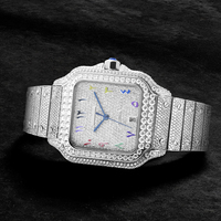 Montre Hip Hop personnalisée avec logo, sertie de diamants carrés en moissanite, pour homme, bracelet en acier inoxydable, moissanite VVS, Reloj Para Hombre