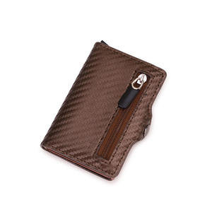Porte-cartes RFID AndoBag pour hommes et femmes, en fibre de carbone, avec système pop-up, portefeuille court professionnel, pince à billets en aluminium. - Product Image 2