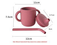 Tasse d'apprentissage pour bébé en silicone sans BPA, design moderne, écologique, avec poignée souple et pailles
