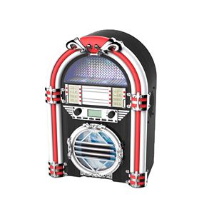 Jukebox Rétro de Bureau avec Lumières LED Colorées, Radio FM, <span class=keywords><strong>Lecteur</strong></span> <span class=keywords><strong>CD</strong></span> et Bluetooth 10 Mètres - Product Image 1