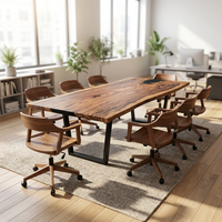 Prix réduit Plateau de table en bois massif rustique à bords naturels pour salon, hôtel, bureau, comptoir
