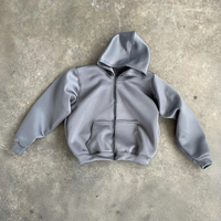 Sweat à capuche zippé surdimensionné en tissu Air Layer, style streetwear, personnalisé OEM pour hommes, fabricant de vêtements certifié