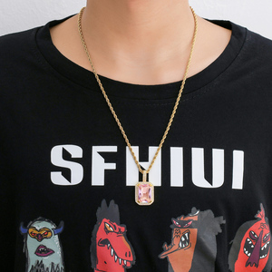 Collier pendentif en pierre de naissance colorée hip-hop, serti de zircon solide, saphir, émeraude, <span class=keywords><strong>rubis</strong></span>, pierre précieuse, <span class=keywords><strong>bijoux</strong></span> de luxe - Product Image 6