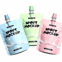 Emballage liquide personnalisé, sachet en plastique pour boissons, bec verseur large, emballage de fruits, sachets debout avec bec verseur