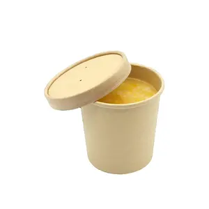 一次性汤容器，带盖冰淇淋和由纸杯制成的河粉食品耐用且环保