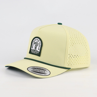 Casquette de golf et de baseball en polyester imperméable, 5 panneaux, avec logo brodé personnalisé, visière verte et cordon, vente en gros