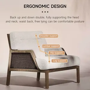 European Outdoor Teak Rattan Sofa Villa Terrace Rattan Chair Waterproof Sunscreen Patio Outdoor Solid Wood Sofa