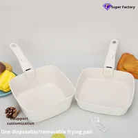 Ensemble de poêles carrées modernes antiadhésives en aluminium AMZ avec bord roulé et poignée amovible, compatibles gaz et induction, durables