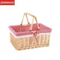 Panier de pique-nique rectangulaire moderne en bambou populaire avec poignée, rangement pour le camping