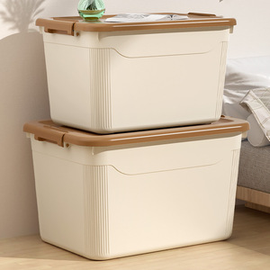 Cream Colored <b>Storage</b> Box Thickened Large Capacity Rectangle <b>Clothes</b> Organizer For Bedroom Dormitory Household Use - Product Image 3