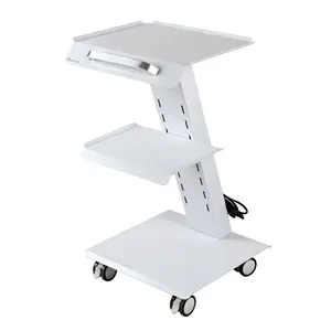 Mobile 3 Layer Socket Beauty Medical Beauty Salon Trolley Stainless Steel Dental Tool Cart Furniture White Salon Trolley