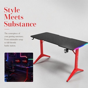 Bureau <span class=keywords><strong>de</strong></span> jeu avec plateau en fibre <span class=keywords><strong>de</strong></span> carbone <span class=keywords><strong>de</strong></span> 15 mm, éclairage LED RGB, support <span class=keywords><strong>de</strong></span> tasse alimenté par USB, crochet pour casque, <span class=keywords><strong>table</strong></span> <span class=keywords><strong>de</strong></span> jeu ergonomique pour ordinateur - Product Image 4