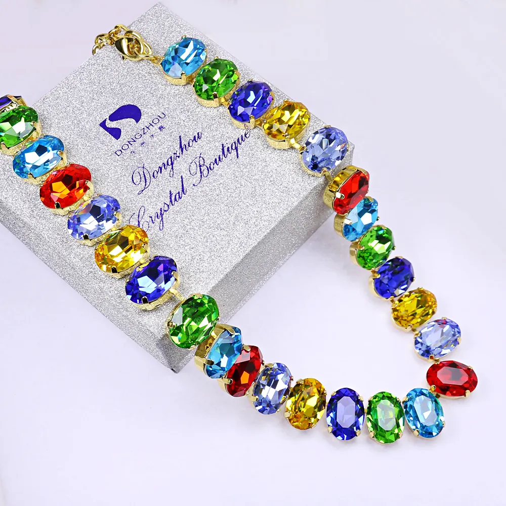 Dongzhou 2021 crystal rhinestone necklace fashion statement necklace jewelry necklace
