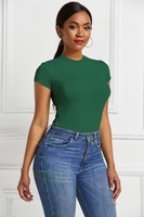 Sexy One Piece Bodycon Bodysuit Kurzarm O-Ausschnitt Open Basic Weiß Schwarz Rot Overalls Frauen Body Top Skinny Stram pler Weiblich