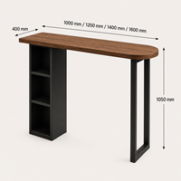 Table de bar industrielle moderne avec rangement, plateau en bois étroit, structure en acier, table basse pour la maison, la cuisine, le balcon
