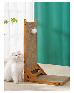 Luxuriöses Holz-L-förmiges Großes Katzen-Kratzbrett Vertikal Wandmontiertes Klappbares Spielzeug Nicht-Haarende Moderne Karton-Klassische Katzenklo-Box - Product Image 1