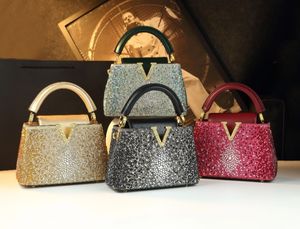 Bolso de Mano de Lujo para Mujer, Estilo Bandolera, de Cuero Genuino con Incrustaciones de Diamantes - Product Image 6