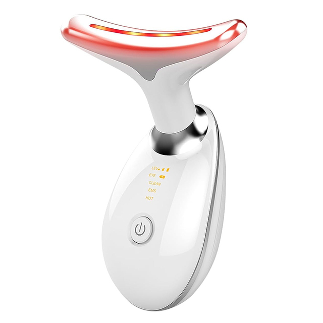 Hot Sale Ems 7 in 1 Rose Gold Facial Massager Vraiko Lily Neck Face and Neck Smoother Massager