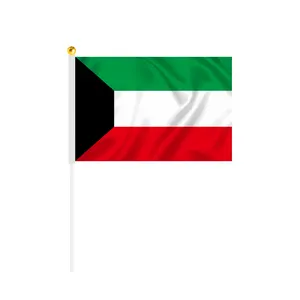 Custom Printing Polyester Kuwait Hand Flag All National Design Stick Flags