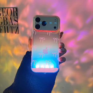<span class=keywords><strong>Coque</strong></span> de téléphone brillante avec nœud pour <span class=keywords><strong>iPhone</strong></span> 16 17 Pro Max 14 13 Simple 12, avec flash d'appel et contrôle vocal par <span class=keywords><strong>induction</strong></span>, <span class=keywords><strong>coque</strong></span> arrière mobile - Product Image 3