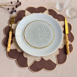 Custom Two-color Embroidered Handmade <b>Cloth</b> Pure Cotton <b>Linen</b> Napkins and Placamat Set 100% <b>Linen</b> Embroidered Monogram - Product Image 4