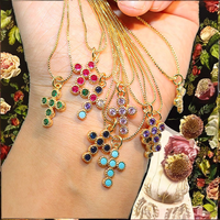 Collier Pendentif Croix Tendance en Laiton Plaqué Or avec Zircon, Étanche, Bijou Porte-Bonheur pour Fiançailles et Anniversaire - Nouvelle Collection