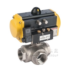 Vanne à boisseau sphérique pneumatique à trois voies CE Gas, à bride de 4 pouces, modèle JL600-Q2, 4 pouces - Product Image 3