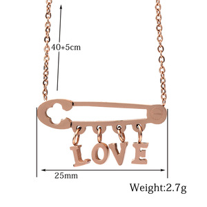 Collier pendentif en or rose pour femme, chaîne de clavicule en acier inoxydable, breloque lettre thématique, cadeau quotidien - Product Image 5