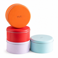 Boîte-cadeau en métal ronde pour biscuits sucrés, chocolat, emballage de Noël, boîte à popcorn familiale
