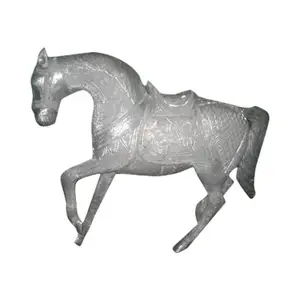 Cheval De course En Aluminium Argent Sculpture En Gros Fournisseur
