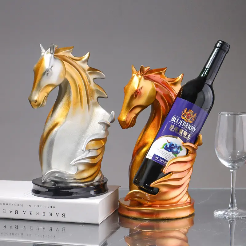Soporte de resina personalizado y al por mayor para botella de vino, figurita decorativa de cisne, Reno, animal, caballo, elefante, estante individual para vino