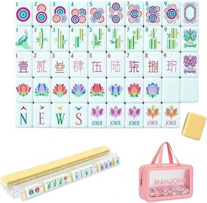Handcrafted-Look Premium Acrylic Cloisonne Inspired Luxury Style <b>Mahjong</b> <b>Set</b> With Racks for Party Entertainment - Product Image 3
