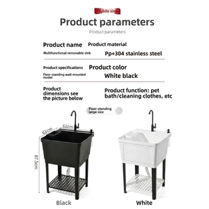 <span class=keywords><strong>Lavandino</strong></span> Multiuso in Plastica PP, Facile Installazione, per Cucina, Esterni, Lavaggio di Animali Domestici e Bambini, Shampoo - Product Image 1