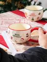 Meilleures ventes - Tasse en céramique de qualité alimentaire - Design de Noël - Bonhomme en pain d'épices - Impression d'arbre de Noël - Tasse en porcelaine pour cadeaux de Noël