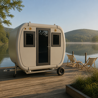 Trailer Camper Mini Portabel Beroda, Mudah Disimpan, Serbaguna untuk Berkemah & Bisnis