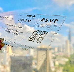 Invitaciones de boletos FlightPass de acrílico transparente con estampado de oro exquisito personalizado con sobre Invitaciones de boda/matrimonio modernas elegantes - Product Image 3