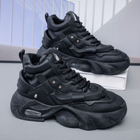 Baskets montantes décontractées pour hommes, style 'Dad Sneakers' à semelle épaisse, à lacets, avec rehaussement de hauteur invisible, tendance jeunesse